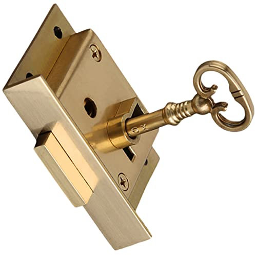CORHAD Brass Desk Drawer Lock with Key Vintage Square Hidden Lock for Wooden Boxes Secure Office Storage Easy Installation