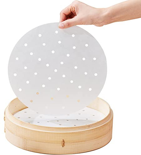 100pcs doublures en papier parchemin pour friteuse à air 8 feuilles de papier parchemin doublure à vapeur avec conception à double couche huile de silicone végétale étanche résistant à la chaleur