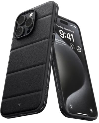 Caseology Athlex Compatible with iPhone 15 Pro Max Case [Sandstone Texture] [Military Grade Drop Protection] with Side Grip Patterns iPhone 15 Pro Max Case - Active Black