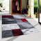 SIMPEX Kurzflor Teppich, Kariert Design, Teppich Rot, 140 x 200 cm, Teppich modernen Stil, Teppich Wohnzimmer