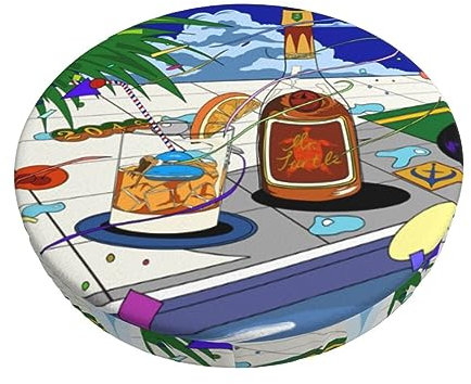 JCAKES Wine By The Pool Runder Barstuhl Kissenbezug Barhocker Bezüge Rund