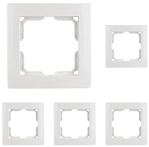 REV 0208810104 Studio, 1-fach Rahmen Steckdose, Rahmen Lichtschalter etc., weiss (Packung mit 5)