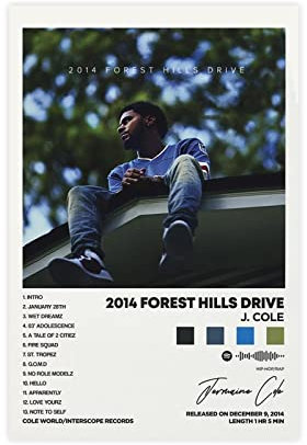 Azizat J. Cole Poster 2014 Forest Hills Drive Album Cover Poster Leinwand Poster Schlafzimmer Dekor Sport Landschaft Büro Zimmer Dekor Geschenk 30 x 45 cm
