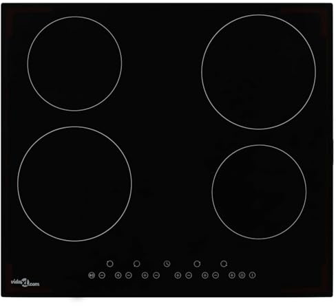 Homgoday Table de cuisson en céramique avec 4 zones et commandes tactiles 6000 W, meubles pour maison intérieure extérieure salon chambre à coucher