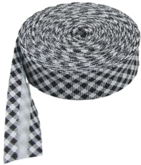 Guangcailun Baumwoll Schrägband, vielseitiger Besatz für Nähprojekte, Kleidung und Heimdekoration. Modisches, einfach gefaltetes Schrägband, schwarz kariert