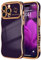 LCHULLE for iPhone 15 Pro Max Case for Women Girls,Cute Curly Wave Frame Shape Love Heart Pattern Phone Case,Raised Camera Protection Plating Shockproof Cover for iPhone 15 Pro Max 6.7,Dark Purple