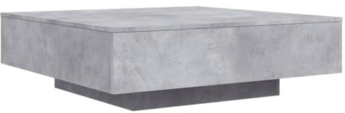vidaXL Square Coffee Table with LED Lights - Modern Living Room Furniture in Concrete Grey - Made from Engineered Wood - Perfect for Home or Office