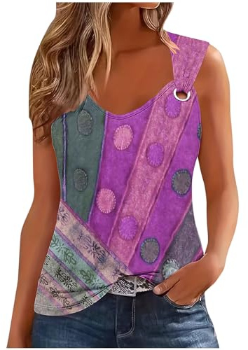 TheSosy Tank Top Women Casual V Neck Camis Tops Sale Retro Print Wide Straps Sleeveless Tee Shirts Blouses Ladies Casual Loose Summer Vests Tops Women's Printed Camisole Summer Tops UK Clearance