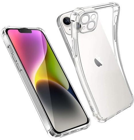 AUKASE Cover per iPhone 14 (6,1), Custodia Trasparente per Assorbimento degli Urti con Paraurti in TPU Morbido,[Bumper con Angoli Rinforzati], Sottile Morbida in Silicone TPU Protettiva Case