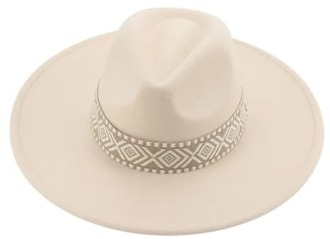 SOYNIA Fedora Trilby Filzhut Hut Hüte Für Damen Fedoras Herren Mützen Männlich Fester Hut Lässig Band Jazz-Kappen Große Größe 56–58 cm Beige