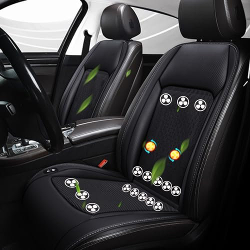EnweMahi Breathable Cooling Car Seat Cover with Massage, Sweat Absorbent Comfortable, 16 Fans Ventilated Seat Cushion for Car Suv, Truck, Universal Cooling Seat Covers car black