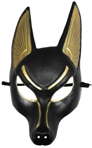 Luxshiny Anubis Maske - ÄGyptische KostüM Maske FüR Halloween Maskenball Und Cosplay Leicht Mit Verstellbarem Gummiband Ideal FüR Damen Und Herren