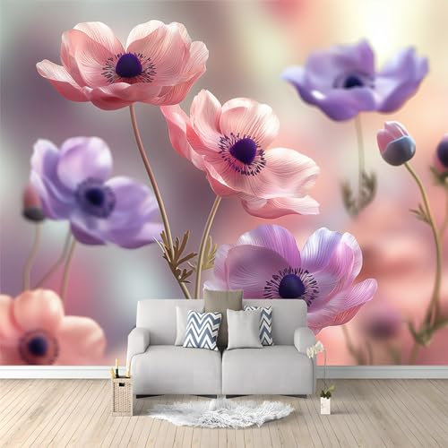 Fototapete Pinke Blumen 250 x 175cm 3D Vliestapete Wandbild, Mustertapete Moderne Wandtapete, Wohnzimmer Schlafzimmer Kinderzimmer Büro Flur Wanddeko