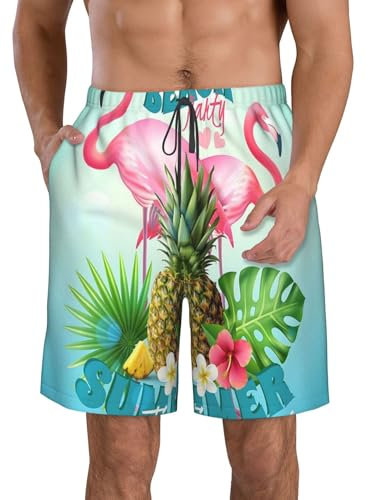 Apbdffjnf Short de bain pour homme Flamant rose tropical à séchage rapide respirant avec doublure en maille avec poches, blanc, XXL
