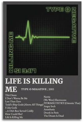 ZLYXZQG Type O Negative Life Is Killing MeAlbum-Cover-Poster, Musikposter, Leinwand, Wandkunst, Poster, Schlafzimmer-Dekor, Jugendhaus-Dekor, Kunst, 50 x 75 cm, ungerahmt, 7