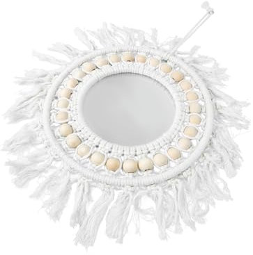 Amosfun Specchio Vintage in Filo Di Cotone Intrecciato Creativo Da Appendere Alla Parete Compatto Per Il Bagno Per Larredamento