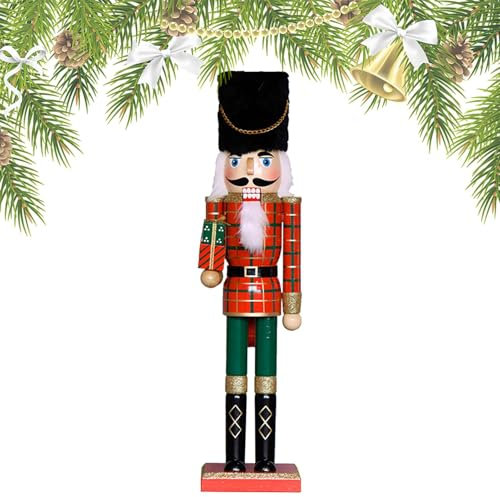 Figurine de casse-noisette de Noël en bois - Casse-noisette traditionnel - Décoration festive - 50 cm - Présentoir de casse-noisette - Figurine de Noël classique - Casse-noisette en bois - Décoration