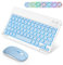 SOPPY Portable Bluetooth Keyboard and Mouse with Backlight, Rechargeable Mini Keyboard, Wireless Keyboards for iPad/Tablets/iOS/Android/Windows, UK Layout (Blue)