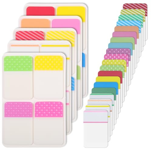 JIEYAO 400 Pcs Colored Book Sticky Index Tabs, 1 Inch Divider Tabs Stick On Repositionable Book Page Markers Tabs Write Tab Flags Self Adhesive for Notebooks Binders File Classification