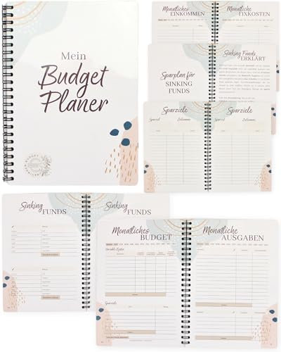 BeginnerBudget® Budget PLanner Deutsch Haushaltsbuch (144 Seiten) + 100 Umschläge Envelope Spar-Challenge für Bargeld – A5 Clear Binder + Planer zum Geld Sparen Sparbuch Organizer (Budget Planner)