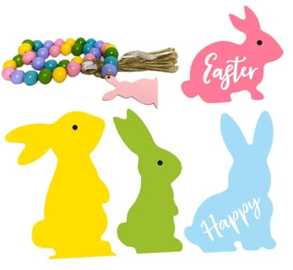 Gatuida 1satz Bunten -osterhasen-Dekorationen Teiliges Set Mit Holzfiguren Und Perlen Für Ostern Und Festliche Anlässe Und Langlebig