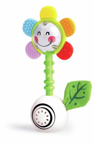Hape hochet Fleur Musical | Jouet multisensoriel pour bébés | Idéal pour Les bébés de 0 Mois