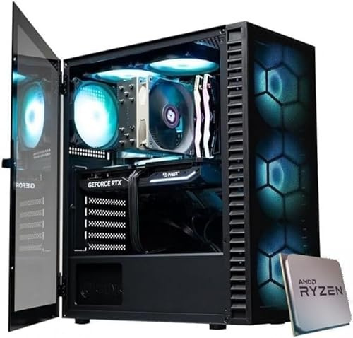 EMCA4 Computer Gaming PC Assemblato Ryzen 7 8700F AI - RTX 5060 8GB - SSD M.2 1TB nvme Gen4 - Ram 32GB DDR5 6000mhz EXPO - RGB - Windows 11 - B850 WIFI + Bluetooth - Dissipatore a Liquido 360mm