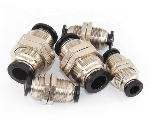 Pneumatische Verbindung Messing Pneumatische Fitting Gerade Stecker One-Touch Union Luft Schlauch Rohr 5Pcs(PM14)