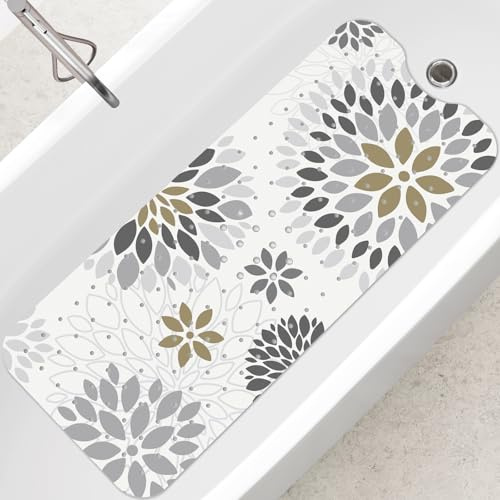 SHUCHING Tapis de Baignoire Antidérapant Gris 100 X 40 cm | Tapis de Bain Antidérapant, Tapis de Douche Lavable en Machine et Anti Moisissure