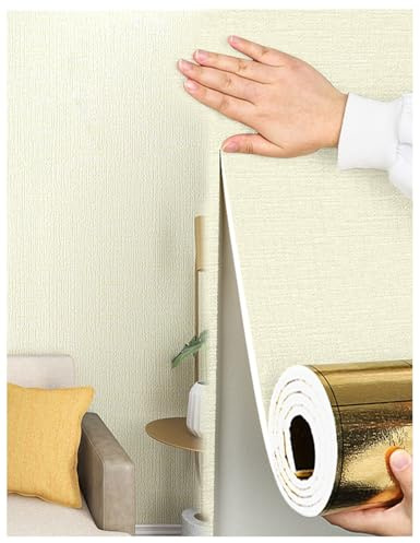 APMOE Selbstklebende Tapeten, Innen Wandverkleidung Deckenplatten Selbstklebend Isoliertapete Wall Paper Kälteabwehr/Wärmehaltung, Wallpaper Self-Adhesive für Schlafzimmer, Wohnzimmer(Beige,2 Rolls)