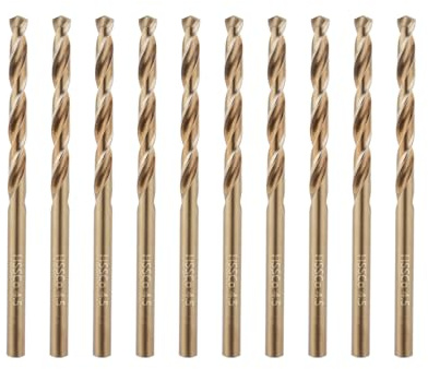 Duraherra Cobalt Drill Bits Set 4.5mm 10-Pieces, M35 HSS Metric Jobber Drill Bit Set with Plastic Case for Stainless Steel, Metal, Aluminium, Tile, Wood, Plastic and Iron
