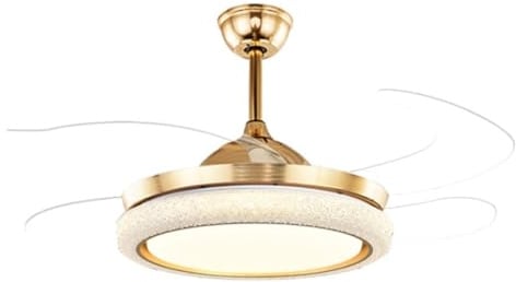 BOGAZY Ventiladores Techo Luz Ventilador De Techo Dorado, Luz Retráctil, Aspas Sigilosas, 3 Colores, Atenuación, Dormitorio, Sala Estar, Silencioso Dormitorio Sal(48in)