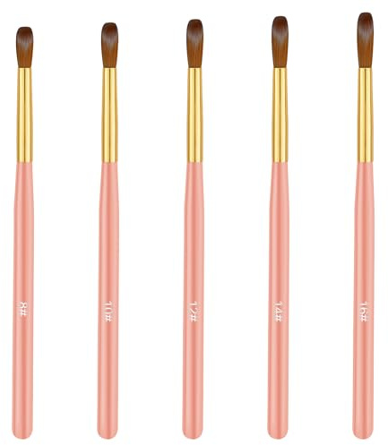 5 Pcs Acrylic Nail Brush Set,Size 8/10/12/14/16 | Synthetic bristles for acrylic & 3D carving, beginner & salon pro, ergonomic handle easy-clean design, great gift