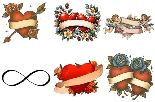Custom Love Heart Tattoos – Personalised Couple Tattoos with Any Names • Wedding, Anniversary or Valentine’s Gift • Romantic Fake Tattoos • 1 day production