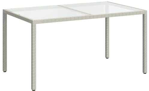 Tomostar Table à Manger de Jardin, Table d’extérieur Mobilier de Jardin 150x90x75 cm Verre trempé/résine tressée Blanc