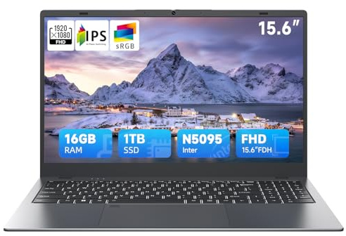 BLUEING 15.6 inch Laptop, Laptop Computer N5095 Processor (4C/4T, Up to 2.9GHz), 16GB RAM 1TB SSD(Up to 2TB), Backlit, Fingerprint, Type-C, HDMI, USB3.2, BT5, WiFi 5, Office Suite, Laptops