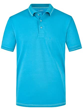 James & Nicholson Herrenpolo Elastic - Sportlich geschnittenes Poloshirt mit Frischeausrüstung | Farbe: aqua/white | Grösse: XXL