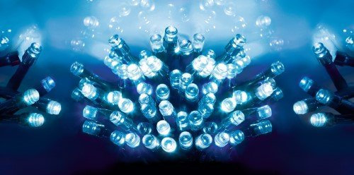 Premier Set of 100 Battery Operated LED Christmas Lights, Blue