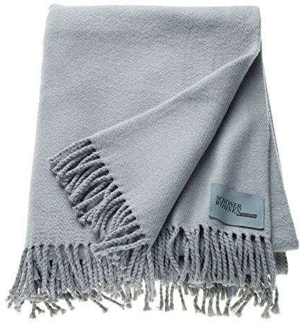Schöner Wohnen Kollektion Tagesdecke 140x200 Baumwolle Mischung • unifarbene Kuscheldecke Basics • Sofadecke Hellgrau