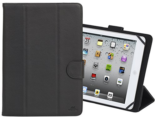 RivaCase Funda Universal para Tablet de hasta 10,1 Pulgadas, Piel sintética Sistema de Montaje de Silicona y protección Lateral, Color Negro