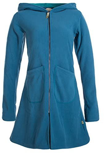 Vishes - Alternative Bekleidung - Einfarbiger Eco Fleecemantel mit Kapuze türkis 34