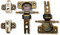Charnière 180° Grass (pour portes pliantes) Zamak en laiton bruni Set (2 x charnières, 2 x plaques de montage)