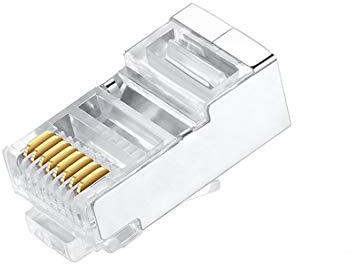 VIVOCH 50 Pcs Cat6 RJ45 Connectors, C6 RJ45 Plugs, Cat6 Metal Shielded Ends FTP 8P8C Modular Network Plug Connector