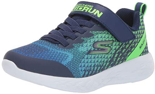 Skechers GO RUN 600 BAXTUX, Zapatillas Ligera, Perfecta para el Gimnasio y para el Recreo para Niños, Navy Mesh/ Navy Synthetic/ Lime Trim, 28.5 EU