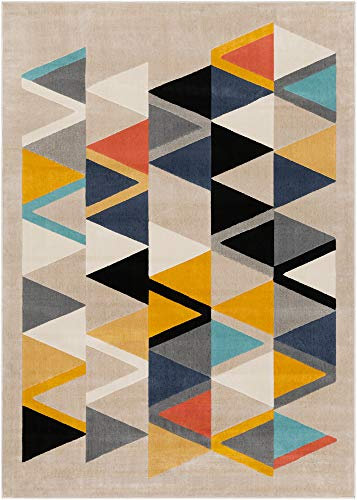 Livabliss Marietta Teppich Wohnzimmer Boho - Großer Schlafzimmer 160x220 cm - Esszimmer Mit Geometrischem Muster, Skandinavischer Modern in Beige, Orange, Grau