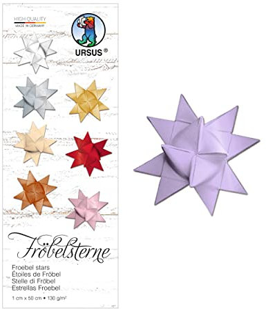 Ursus 3200060 - Papierstreifen für Fröbelsterne, flieder, aus Tonzeichenpapier 130 g/qm, ca. 1 x 50 cm, 100 Streifen für ca. 25 Sterne, Bastelklassiker zur Weihnachtszeit