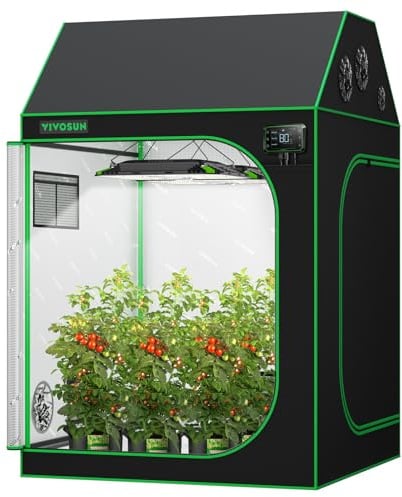 VIVOSUN R446 4x4 Grow Tent 121,9 x 121,9 x 182,9 cm Dachwürfelzelt | Robuste Reißverschlüsse, hohes Würfeldach-Design, Bodenablage, Beobachtungsfenster, stabiler Metallrahmen