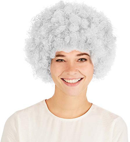 dressforfun Afro Perücke | Clown Hippie Popstar 80er 70er Jahre Karneval Fasching Clownperücke (Weiß | Nr. 303639)