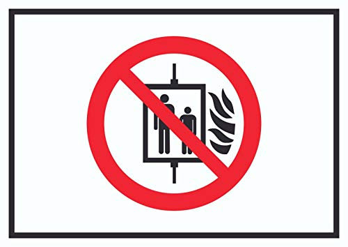 Aufzug im Brandfall nicht benutzen Symbol Schild A0 Rückseite selbstklebend