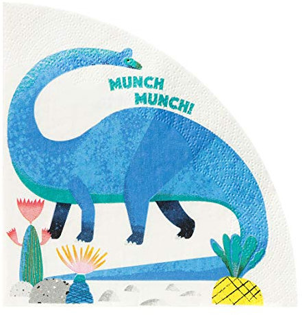 Talking Tables Packung mit 16 Dinosaurier-Servietten in Brachiosaurus-Form Buntes Papiergeschirr für den Kindergeburtstag, Unisex-Partygeschirr für Jungen oder Mädchen DINO-NAPKIN-BRACH